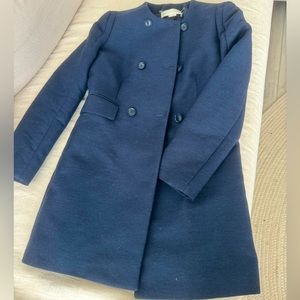 STELLA MCCARTNEY - Double breasted Navy wool and silk coat cross over